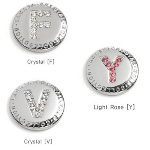 letter Y light rose Crystal Golf Ball Marker Swarovski Elements,Crystal Golf Ballmarker Swarovski crystal stones elements gift present golf event tournament prize,crystal golfballmarker glamorous elegant golf accessory,powerful magnet clip stainless steel