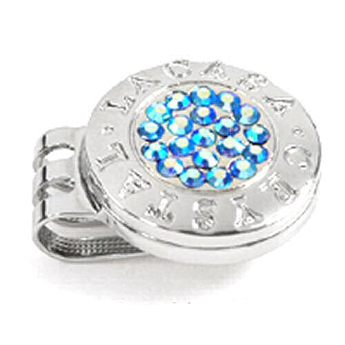 Sapphire AB iridescent effect Crystal Golf Ball Marker Swarovski Elements,Crystal Golf Ballmarker Swarovski crystal stones elements,Crystal Golfballmarker gift present golf event tournament prize,crystal golfballmarker glamorous elegant golf accessory,powerful magnet clip stainless steel