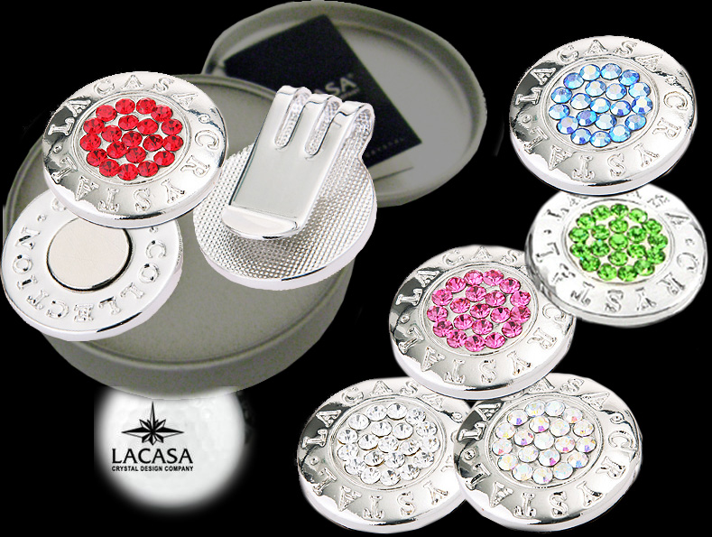 cristaux Crystal Golfball Marker éléments Swarovski, dotés clip magnétique très puissant chic marqueurs de balles de golf scintillants, petits accessoires importants ornés avec des éléments Swarovski